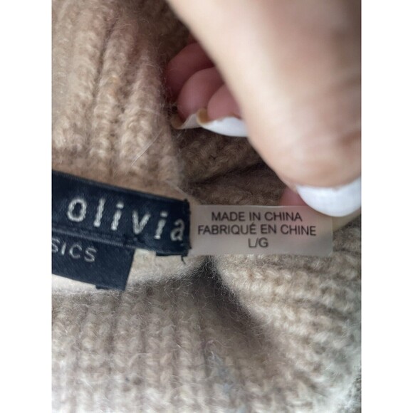 Alice + Olivia Franklyn Pullover Cashmere Turtleneck Sweater Size Large Oatmeal - Picture 4 of 12